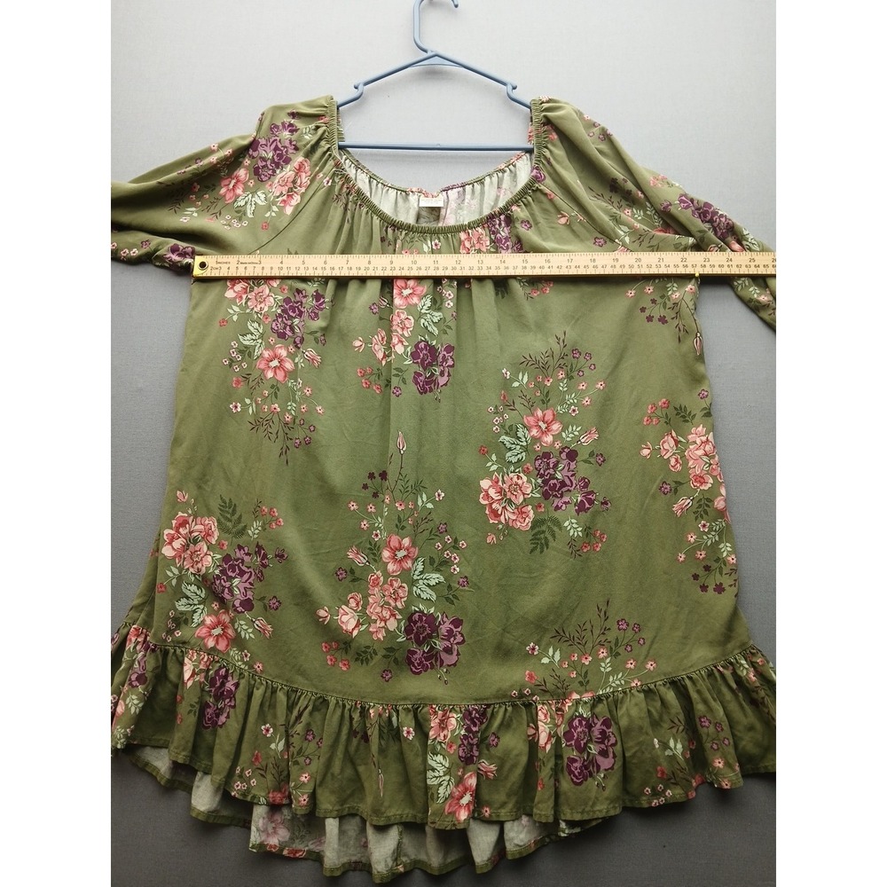 Ladies terra & sky 2x tunic top Boho Style 3/4 Sleeve Green Floral - Picture 14 of 16